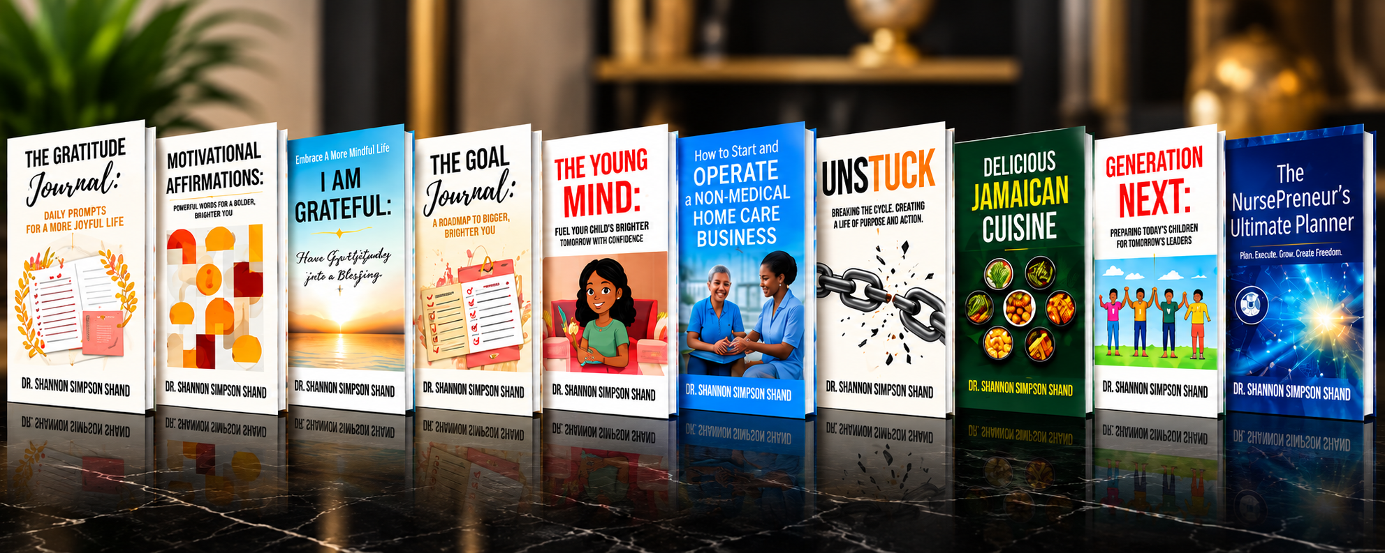 Ten books authored by Dr. Shannon Simpson Shand